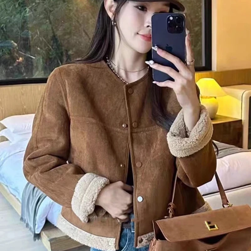 韩版羊羔毛皮毛一体外套女新款宽松百搭绒夹克时尚休闲上衣 5455