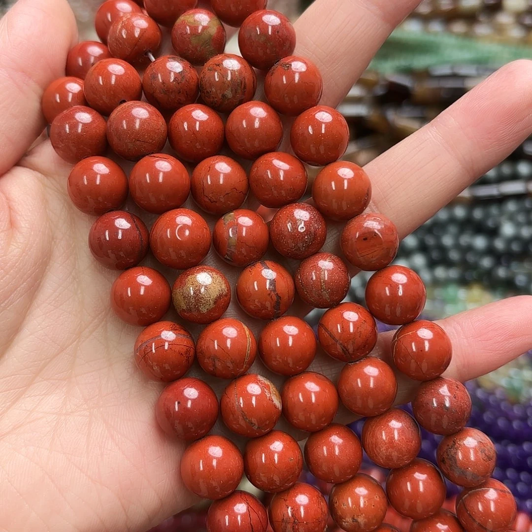 玛瑙/玉髓未镶嵌珠宝半成品卡12红石圆珠一条