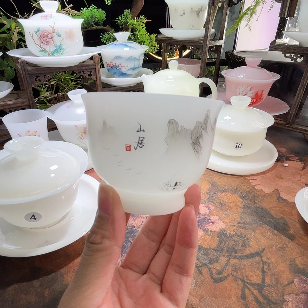 冰晶璞玉素烧水墨山居玉兰杯120ml