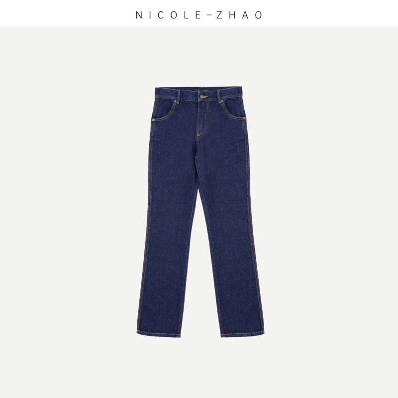 NZ0366【贵姐NICOLE】高腰休闲女修身深蓝色时尚牛仔裤（超模裤）