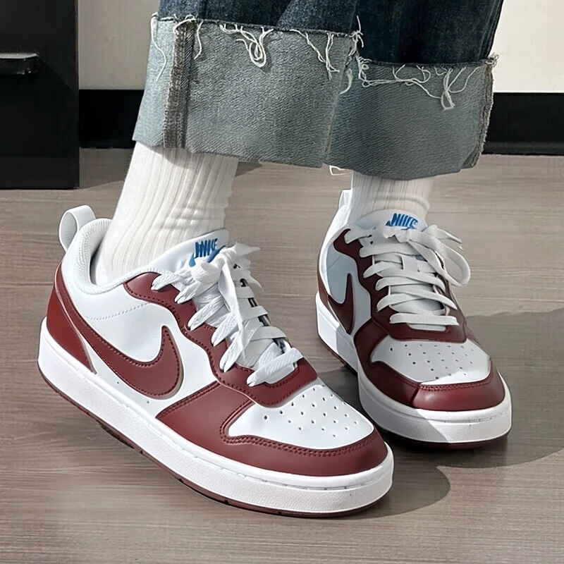 耐克NIKE女鞋COURT简版空军运动鞋低帮休闲鞋板鞋酒红DV5456-006