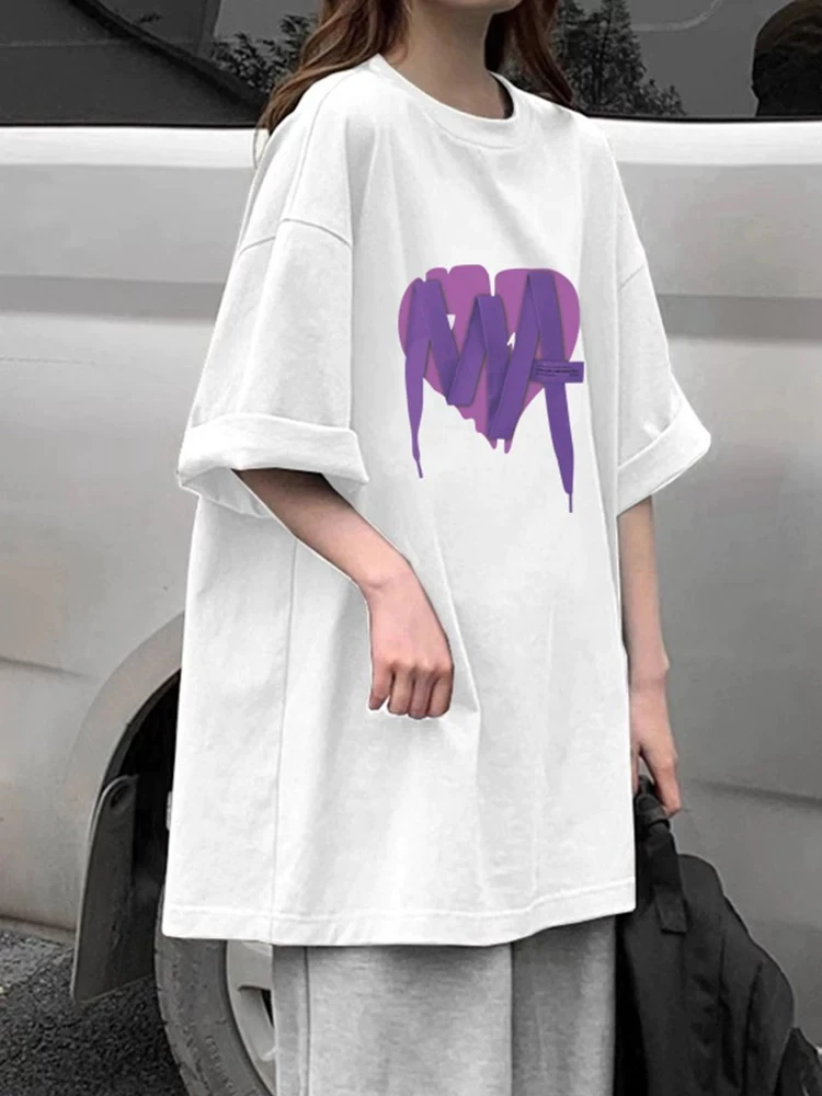 欧货美式潮版爱心圆领T恤1072