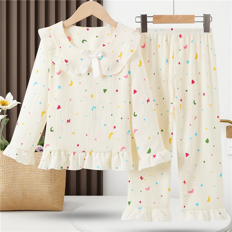 2025新款儿童睡衣女童春秋季云朵棉长袖薄套装女孩大童夏款家居服