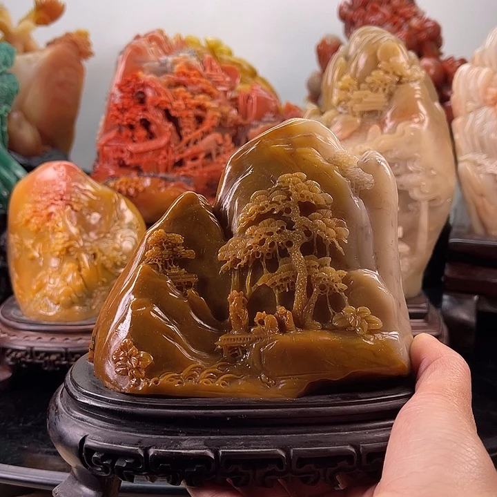 田黄石香山雅聚摆件