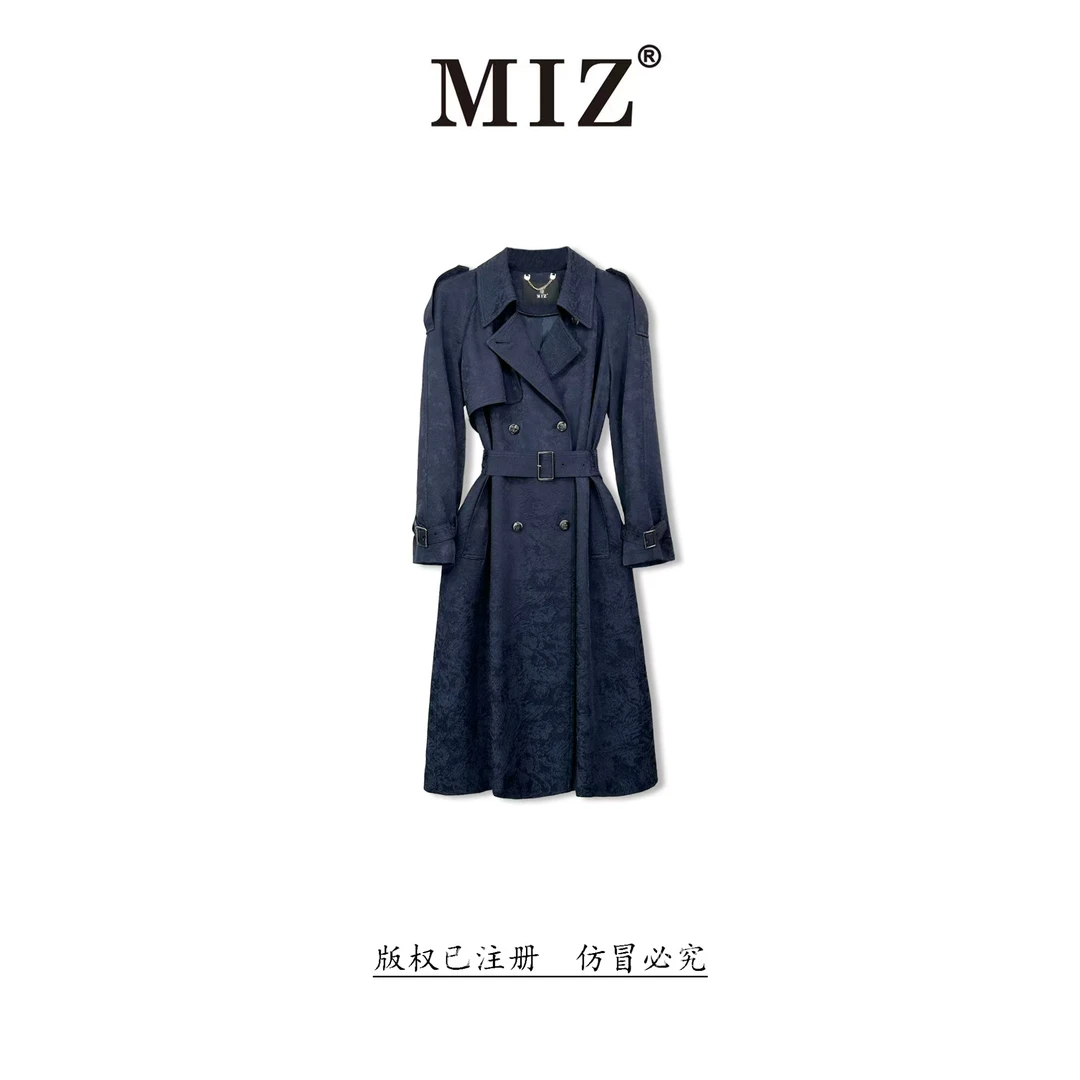 【MZI】秋季时装款高级感穿搭气质显瘦暗纹提花中长款风衣2530077