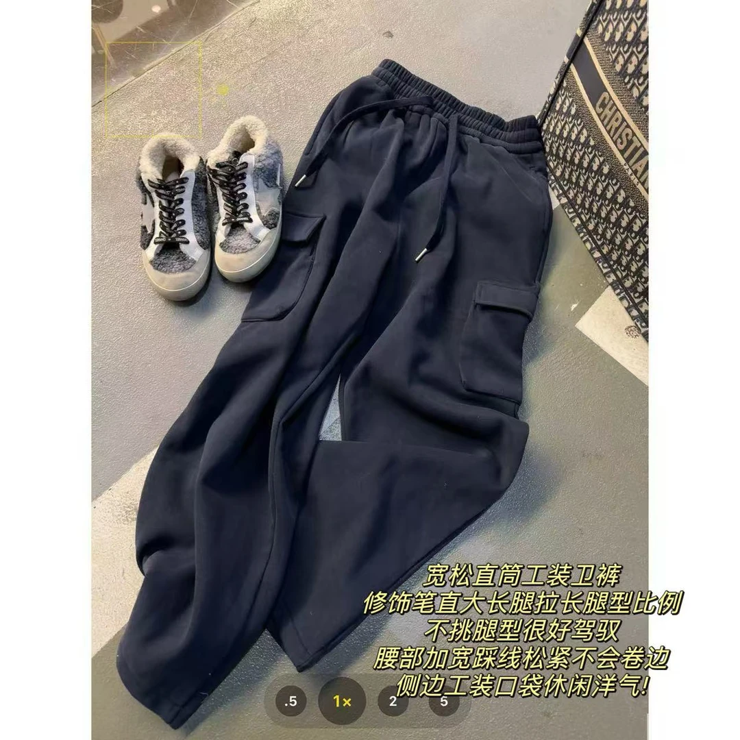 徐秋阳   蓝口袋卫裤（加绒）百搭时尚休闲设计感显腿长卫裤11920-