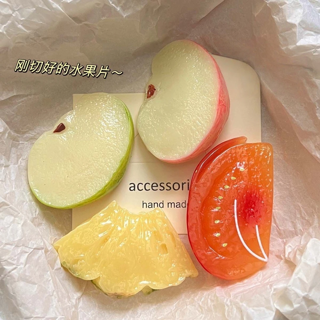 青苹果片发夹可爱趣味发饰学生侧边刘海夹搞怪发卡鸭嘴夹发饰头饰