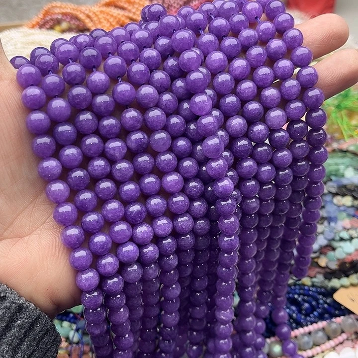 玛瑙/玉髓珠宝半成品未镶嵌一条8mm紫云母