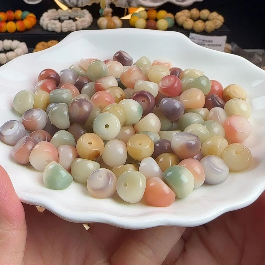 吊坠菩提根/象牙果卡12瓷玉粉紫三花蒜瓣100颗