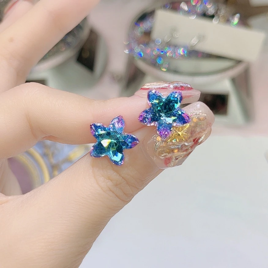 非金属莫桑石耳饰 7777紫色施家小花耳钉