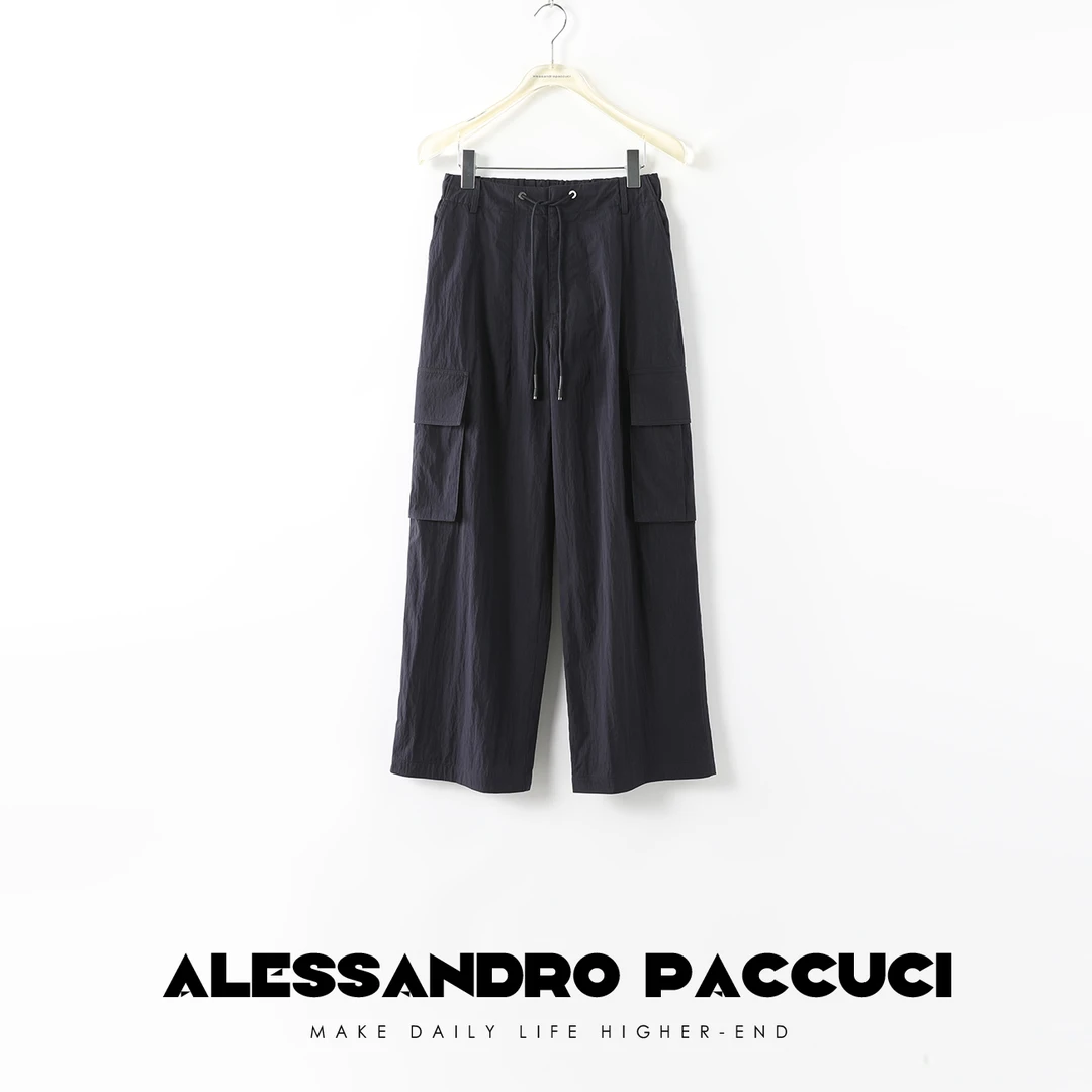 AP洛哥20883X【肌理感工装裤】棉质系带拉链宽松时尚百搭休闲裤