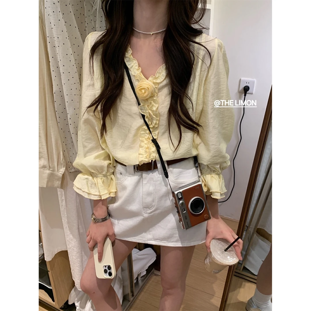 8325#【春天的花~】设计感满满花边工艺千金清冷感贵系