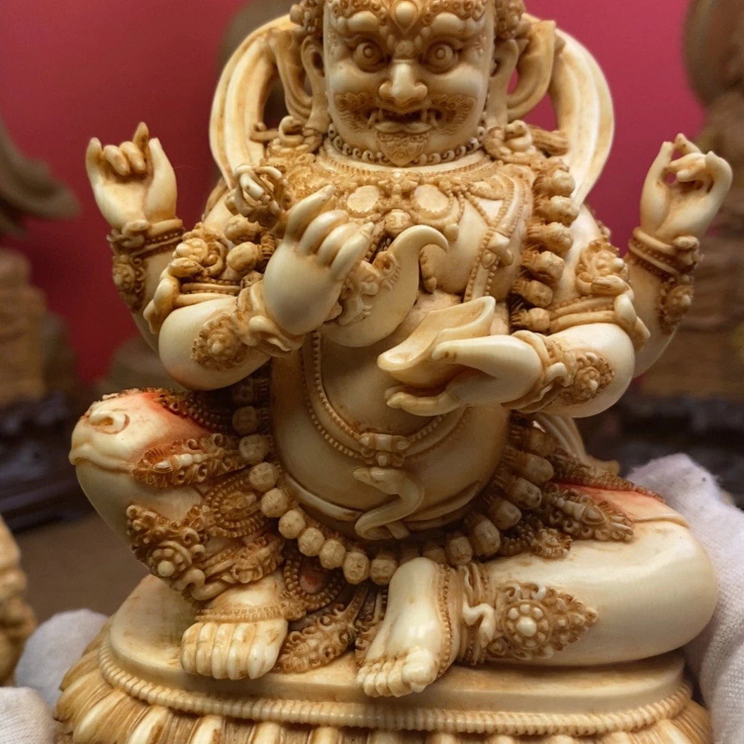 荒***翁把件檀香木猛犸六臂大黑天