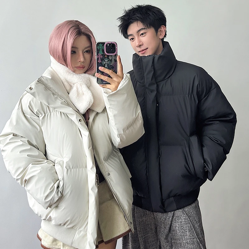 pu皮棉服男冬季美式高街潮牌痞帅棉袄短款立领宽松面包服棉衣外套