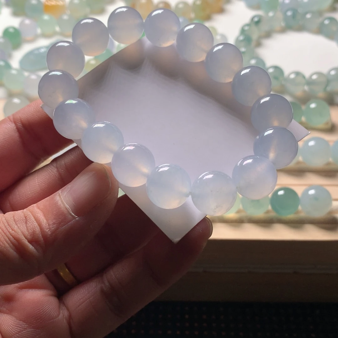 翡翠未镶嵌手链天然翡翠卡12.8手串