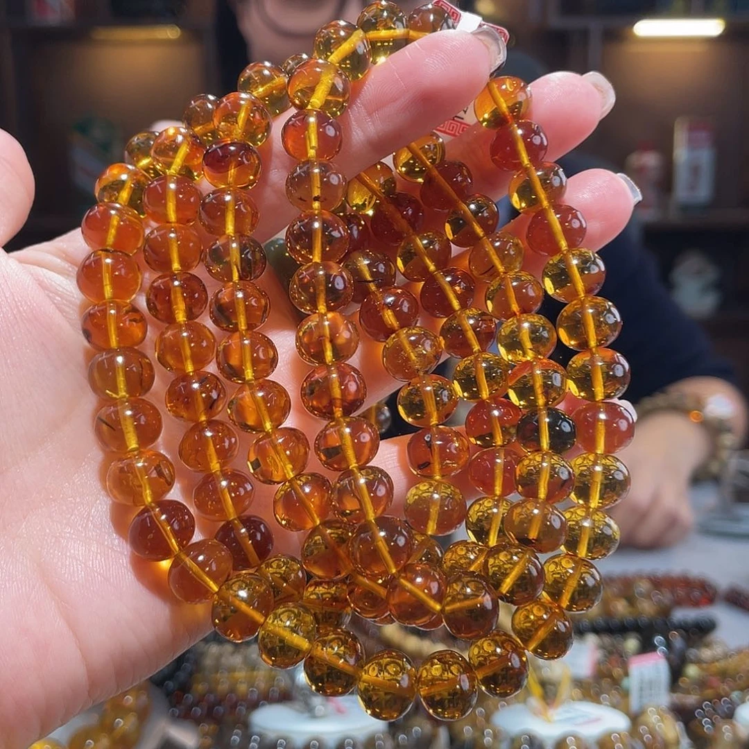 琥珀未镶嵌手链10m金