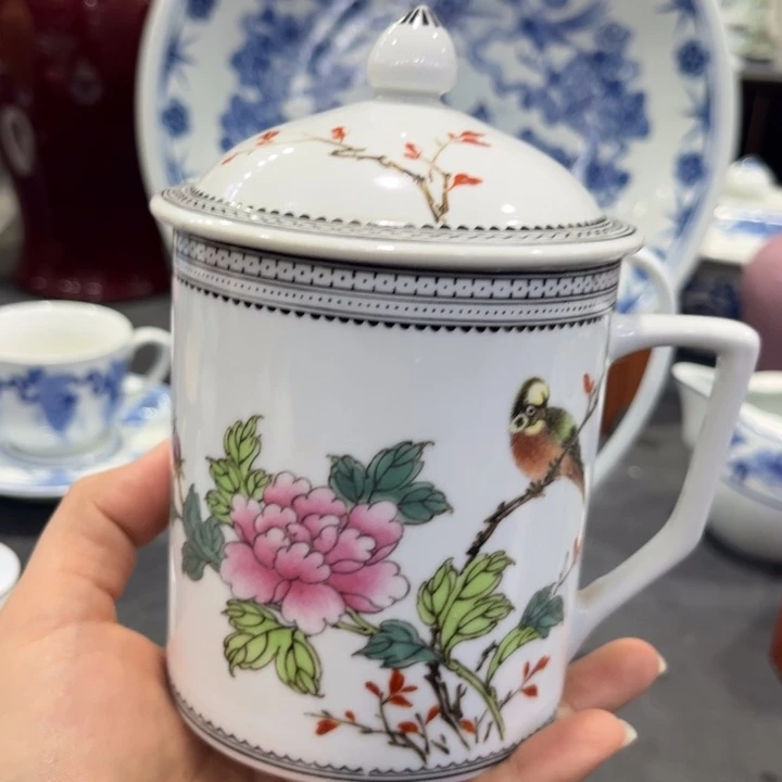 瓷景德镇陶瓷粉彩办公杯