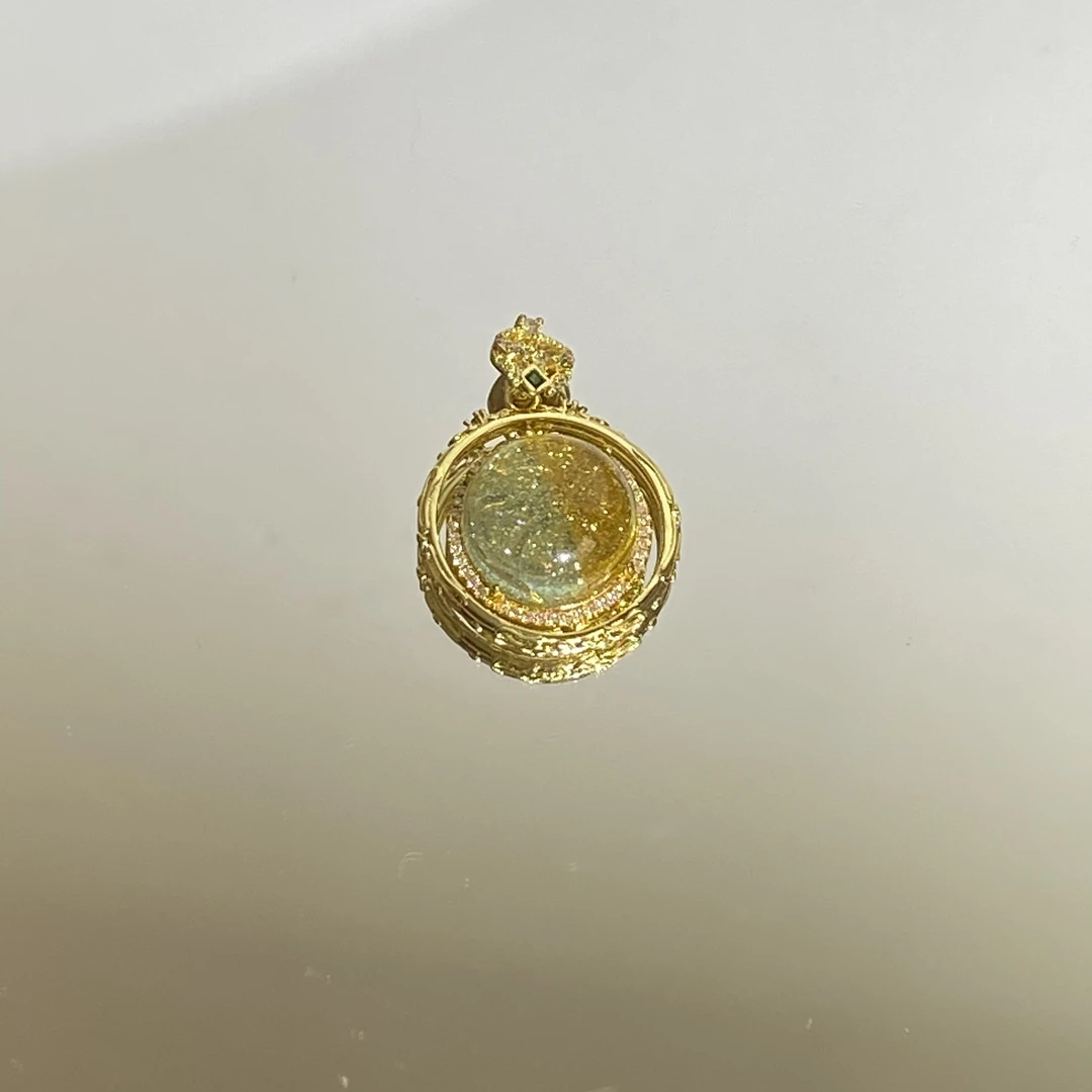 铜合金合成锆石吊坠 TTSD 黄色繁星闪烁轻奢百搭款吊坠 973