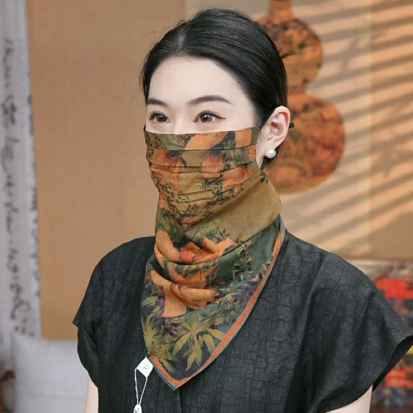 【秋落面纱】透气清爽防晒面罩丝巾显白百搭气质经典