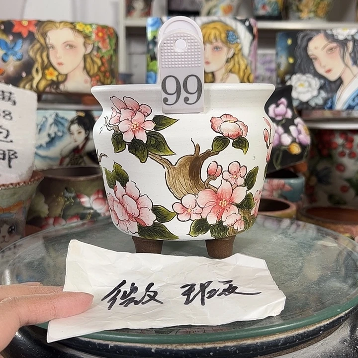 满38包邮 景德镇幸运花盆