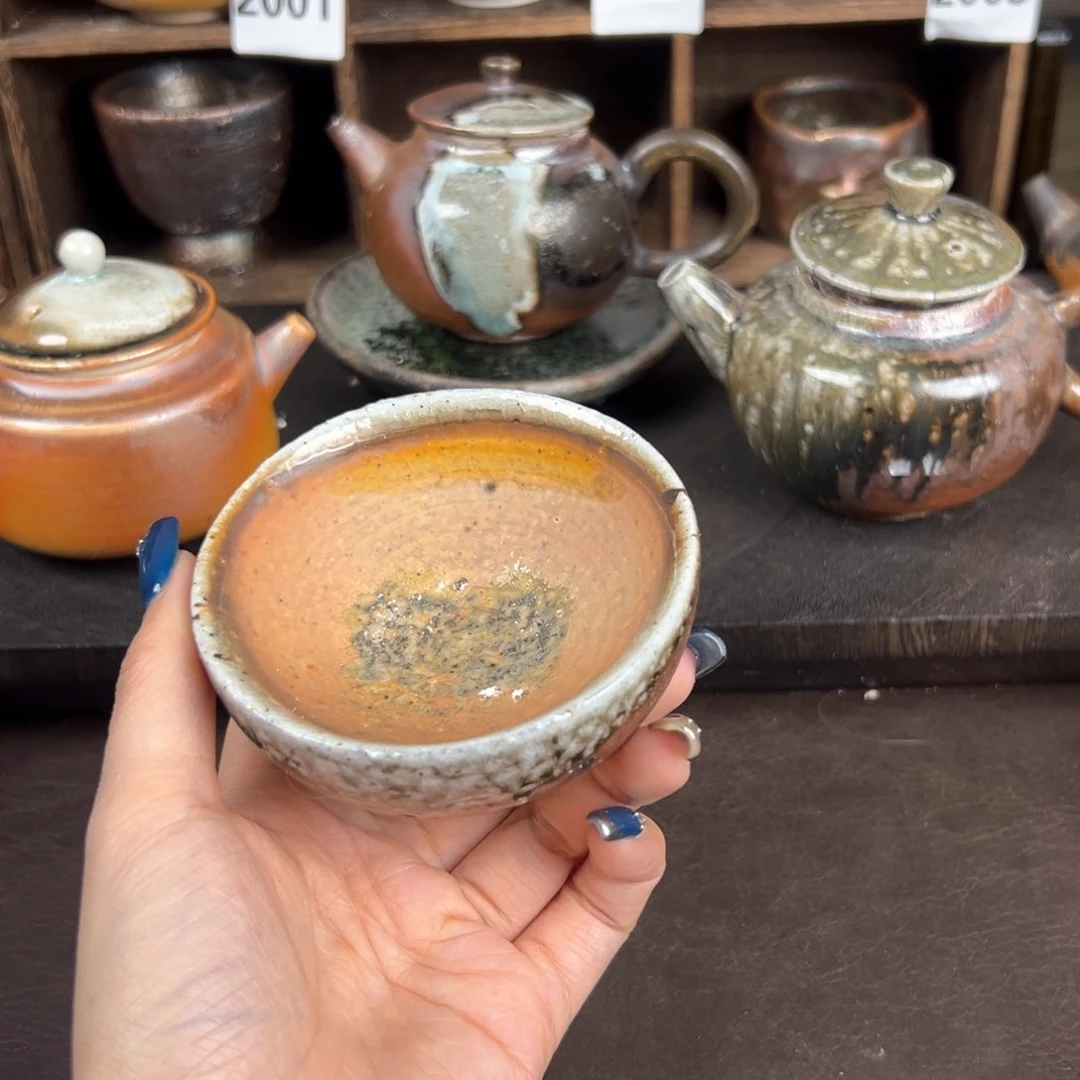 杯柴烧茶器粗陶主人杯