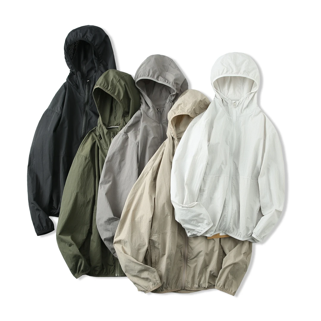 男户外连帽防晒衣透气钓鱼夏季精致韩风外套休闲薄款防晒服 555