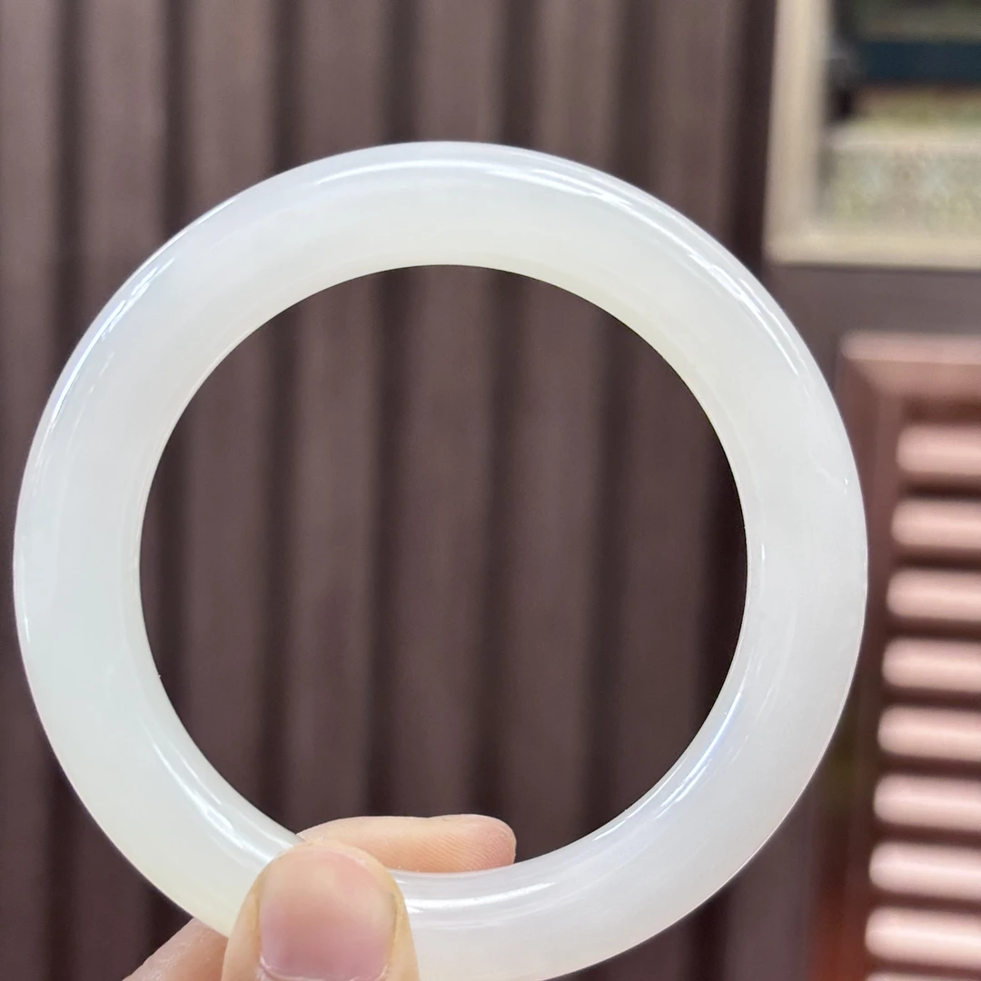 080150WM 和田玉青海料浅晴水手镯圆条60.4圈口 72.9g