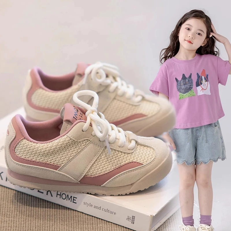 ABC 女童鞋德训鞋2025春秋款儿童网面运动鞋韩系男童阿甘鞋小女孩