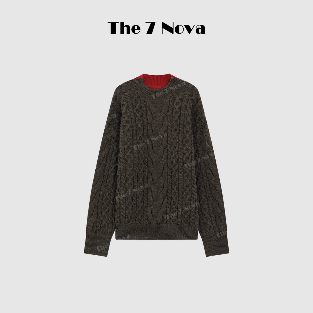 THE 7 NOVA『巴洛克幻想』25Fw羊毛圆领套头撞色长袖毛衣SGA4385