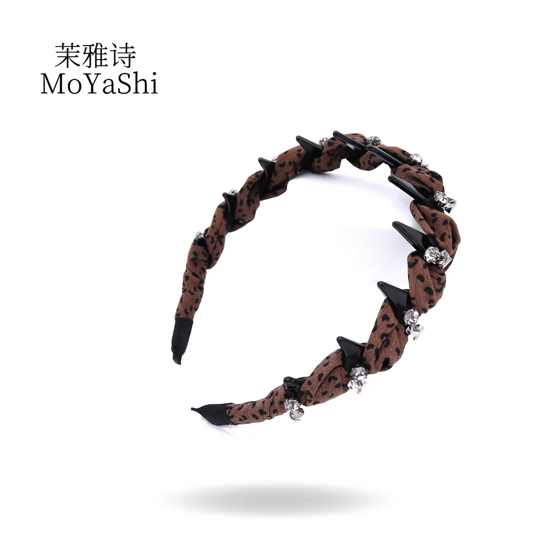 茉雅诗【知野】时尚豹纹钻钻款高颅顶发箍MY517