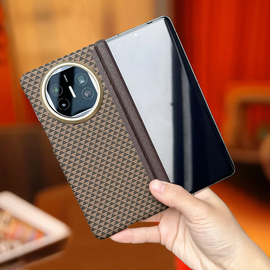 适用华为MateX5新款碳纤维纹保护壳X3典藏版中轴防摔商务轻奢X6