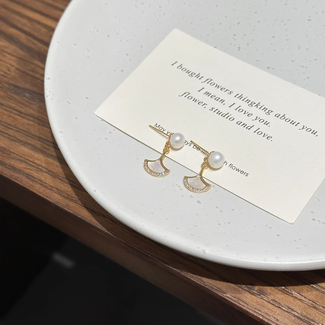 铜合金耳饰 AL4055 甜美淑女风扇形耳环套装气质时尚百搭小众轻奢