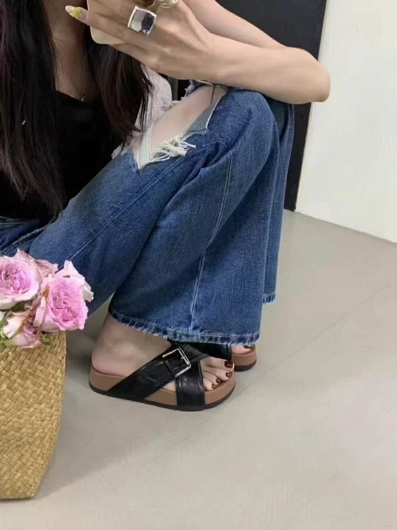 DZG（1xz801#）软糯Q弹！厚底的交叉百搭凉拖鞋 6-2