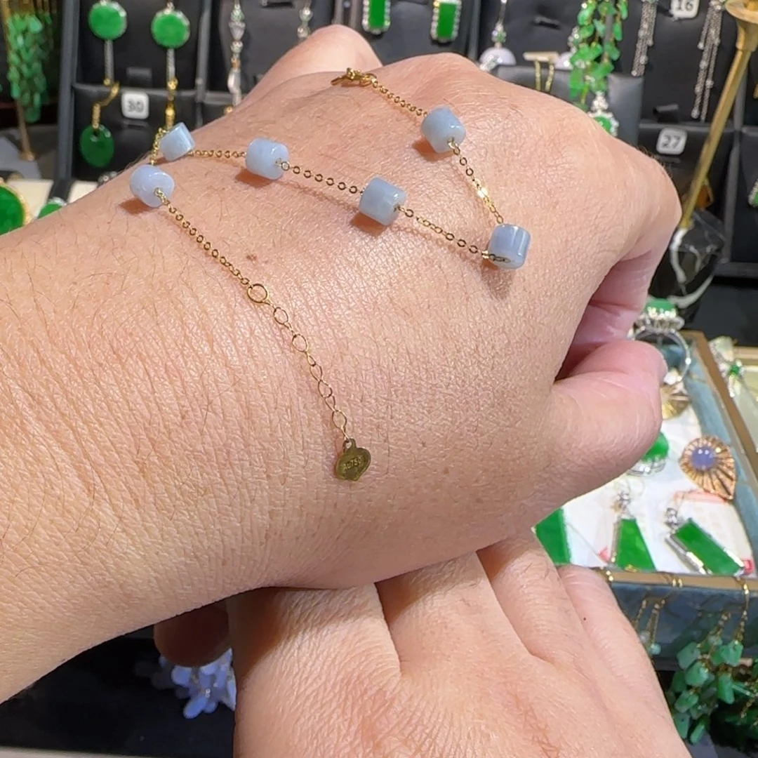 翡翠18K金镶嵌颈饰手链