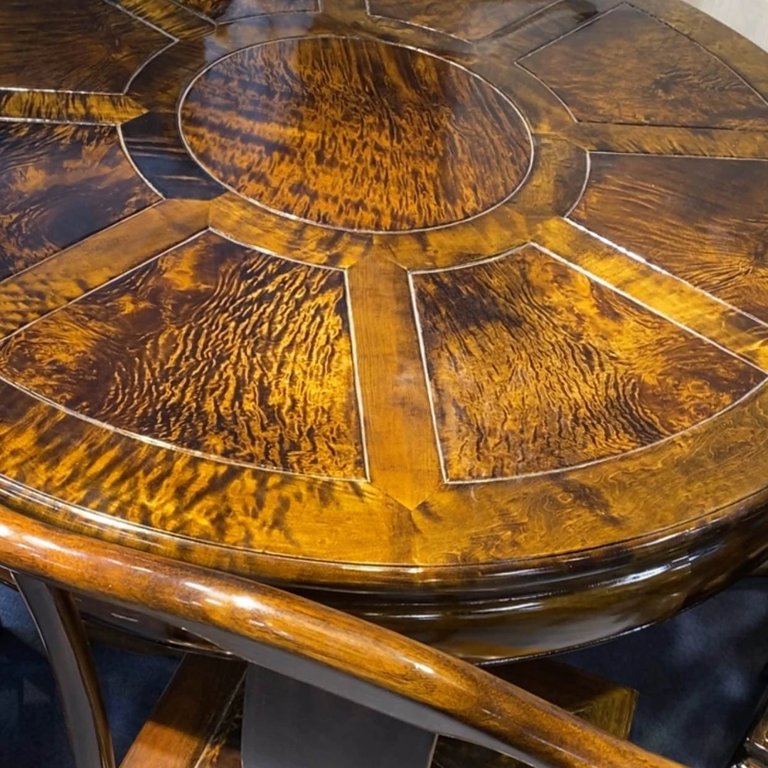 【闪购商品】楠木小****圆餐桌七件套1.38米