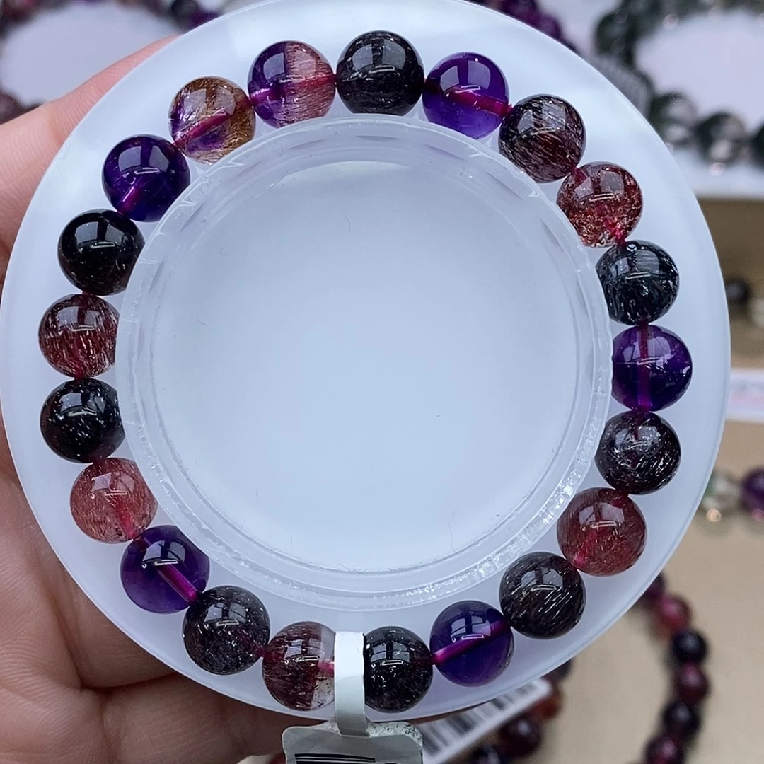 水晶手链未镶嵌黑加仑超七9+m