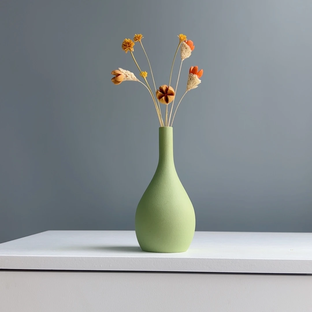摆件陶瓷小花瓶摆件含花总高约20-30cm
