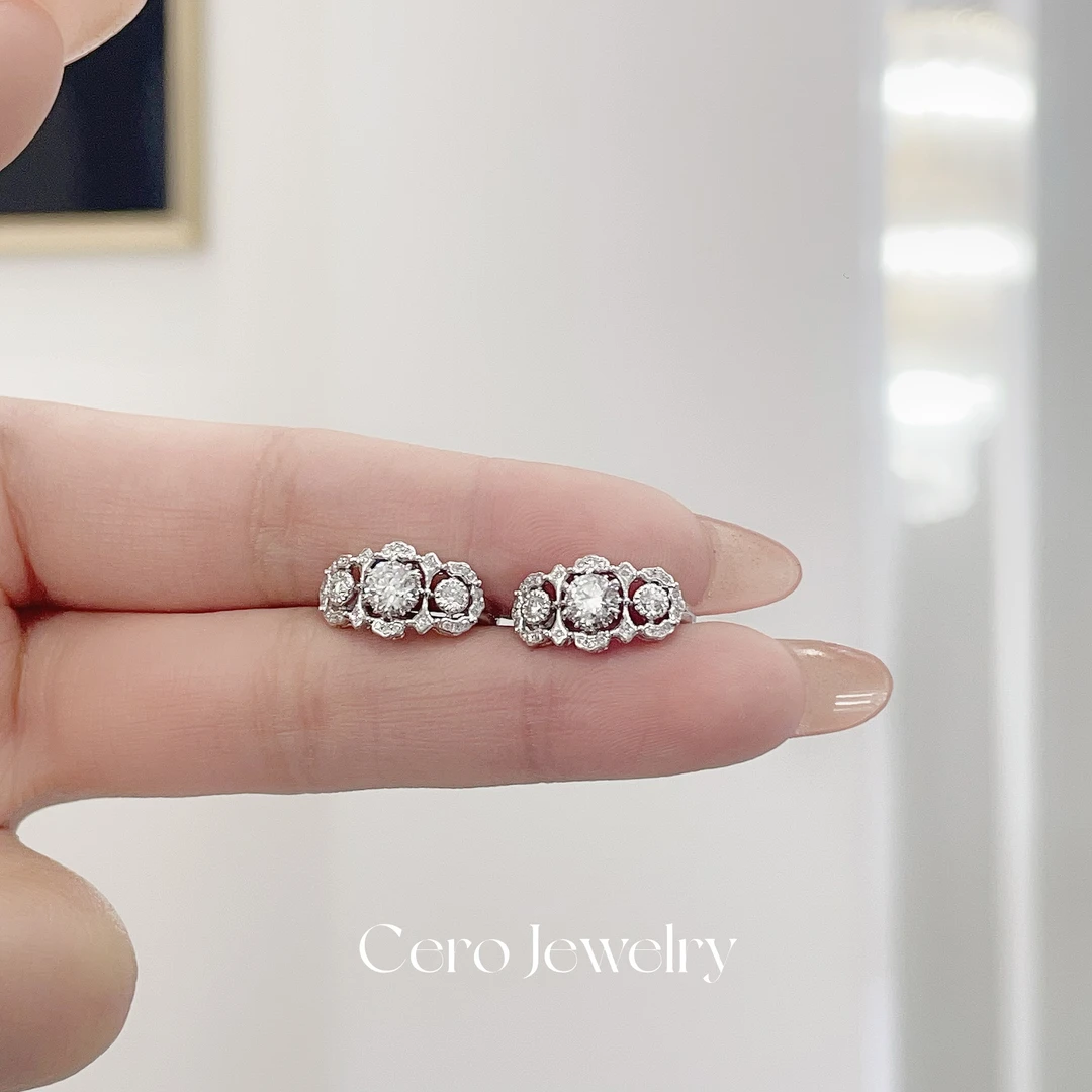 CERO【布布三生三世】轻奢时尚百搭钻石白金耳扣MD00098