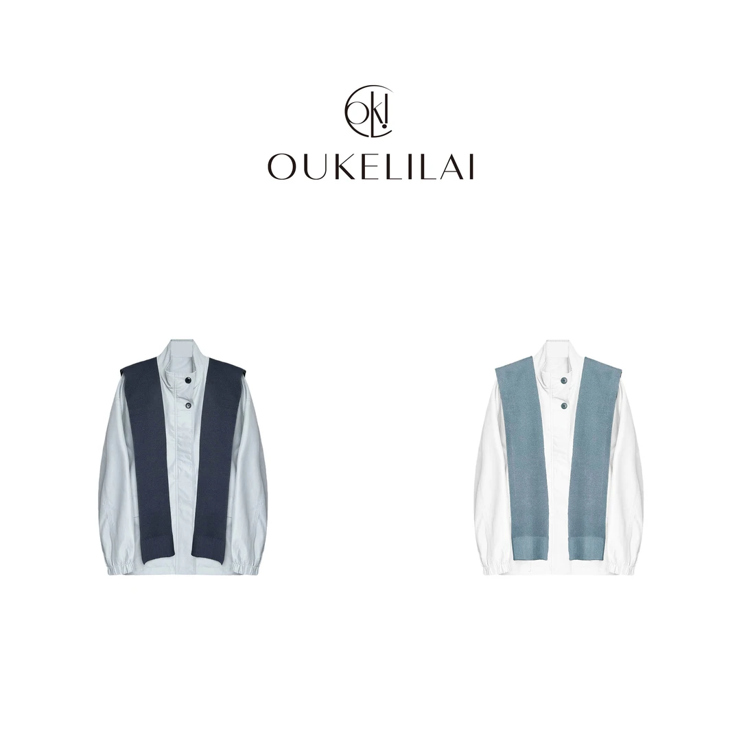 1551628【披肩立领】韩系设计感中长款风衣两件套春季新款休闲气质