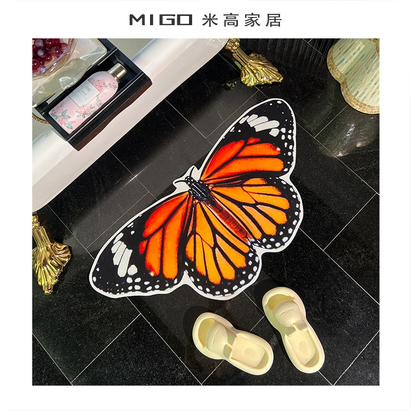 【米高家居】3D立体蝴蝶吸水垫彩蝶蝴蝶沥水垫餐垫硅藻泥浴室地垫