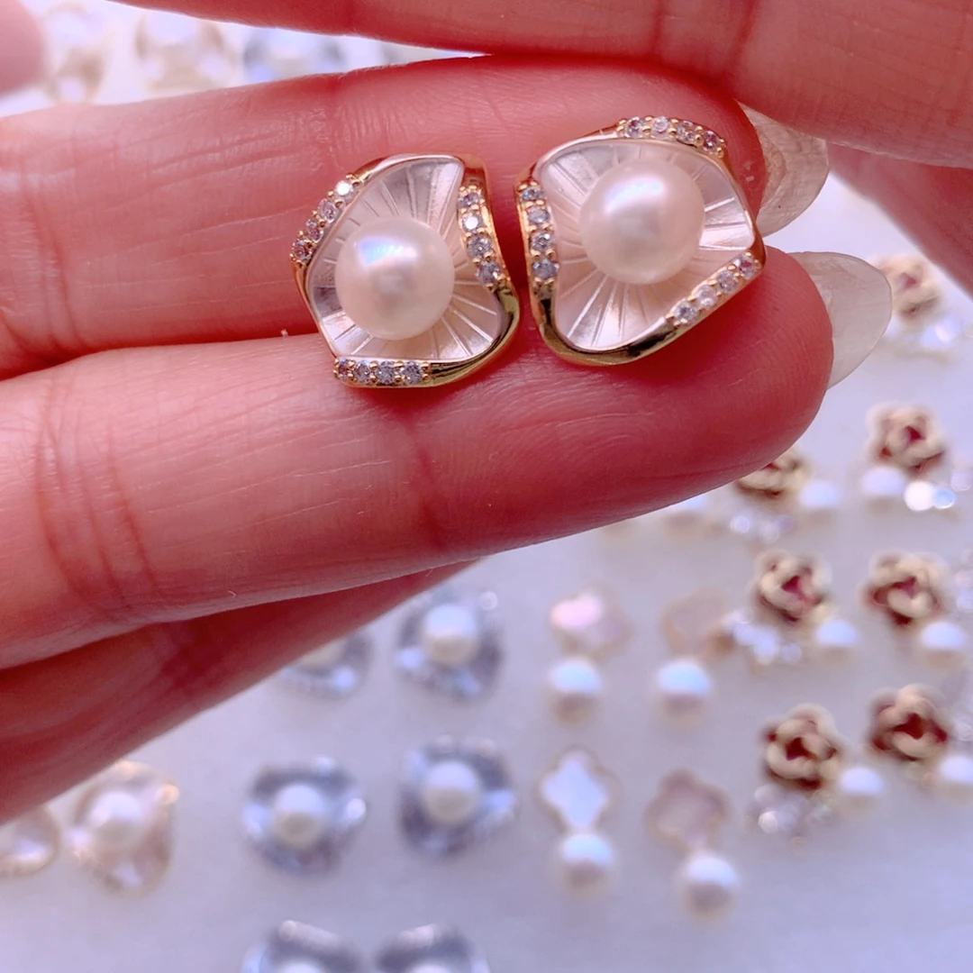 合金淡水珍珠耳饰