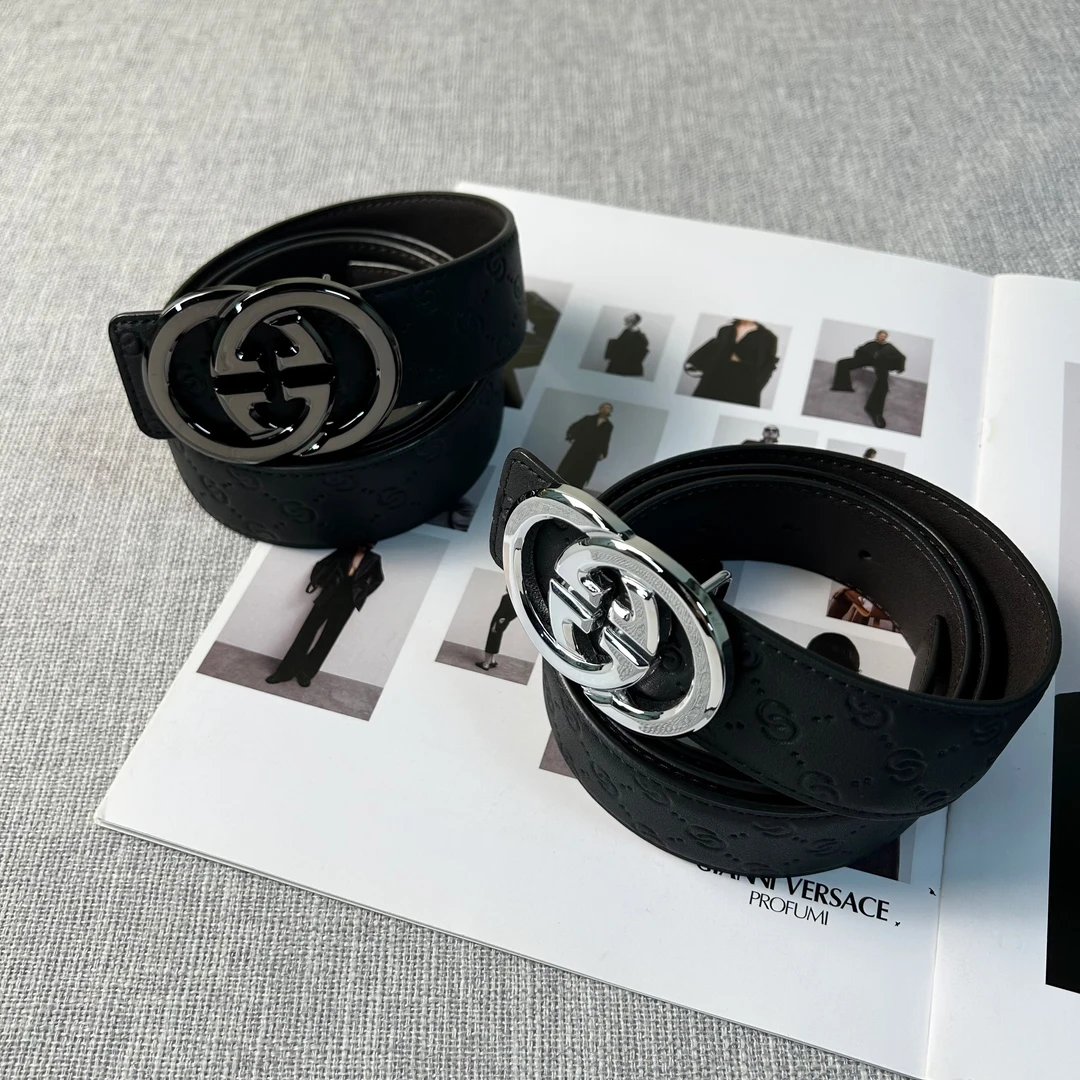 centrekoala男款时尚休闲百搭黑色经典真皮双面潮流商务带扣腰带