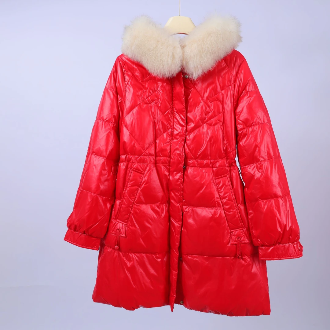 朗系列-K11Y-58850 女士冬季休闲时尚抽绳收腰长款宽松羽绒服