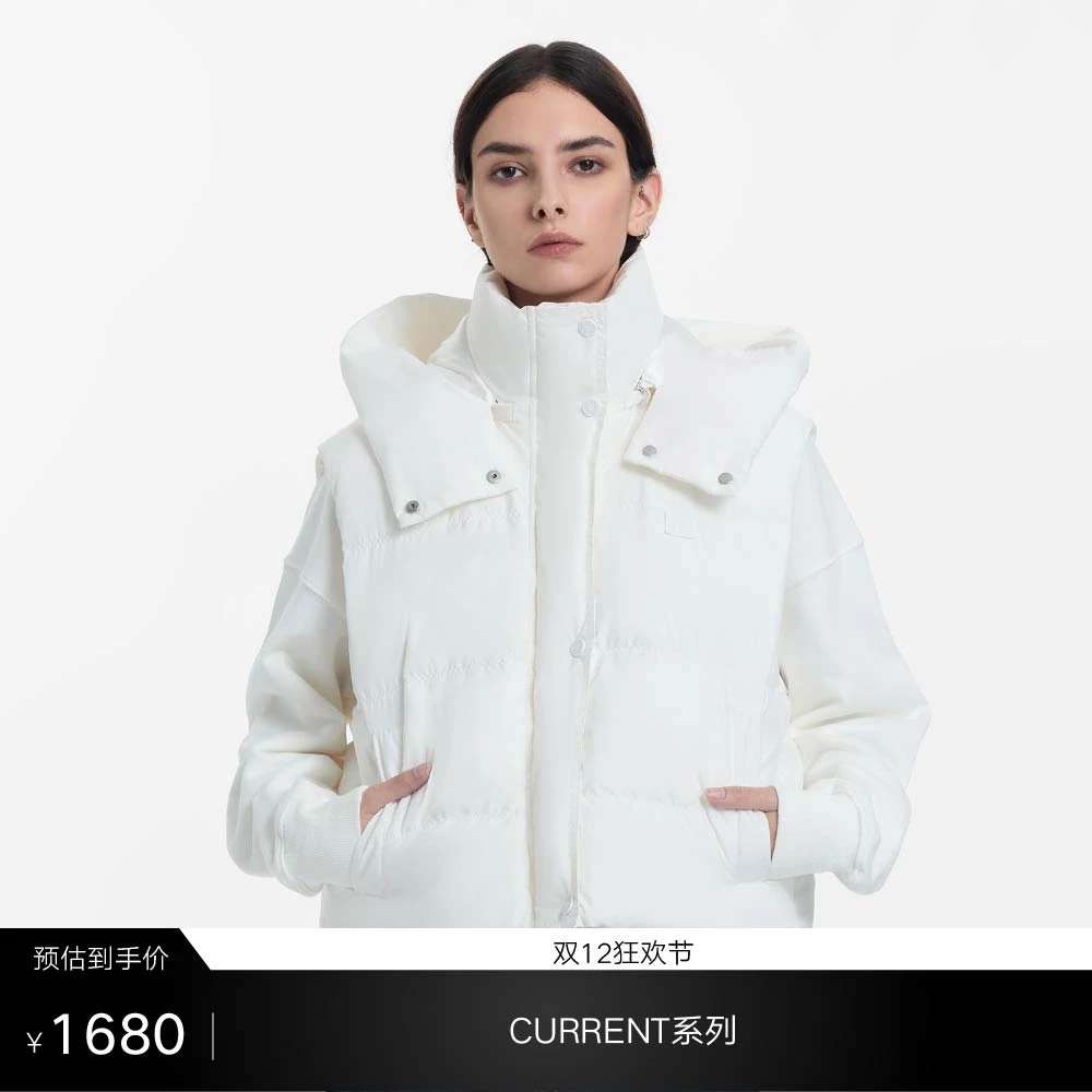 CALLED BACK羽绒马甲女秋季新款时尚休闲白色连帽羽绒服外套