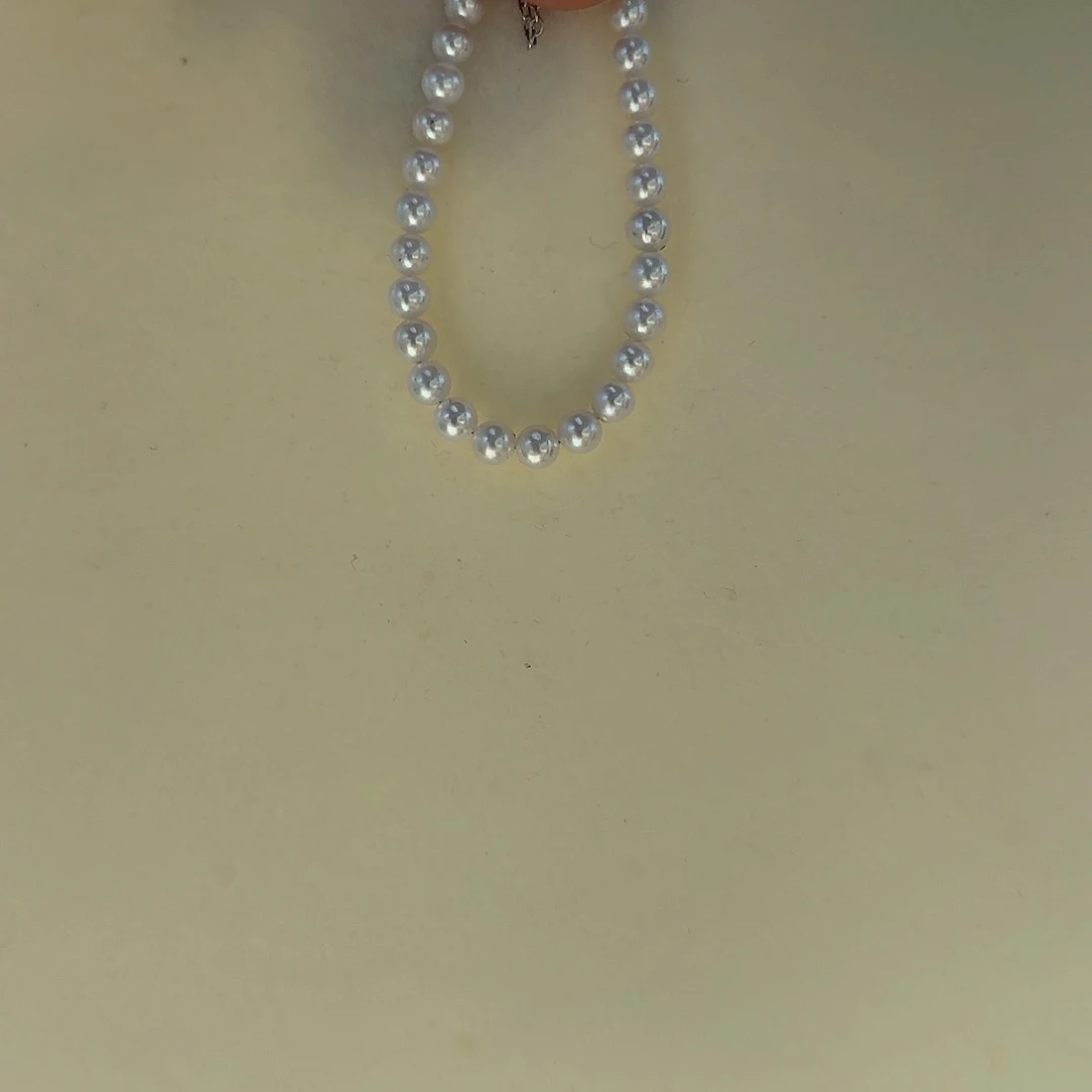 鞋***子颈饰未镶嵌淡水珍珠5-6无核极光镜面正圆炫彩冷白手链
