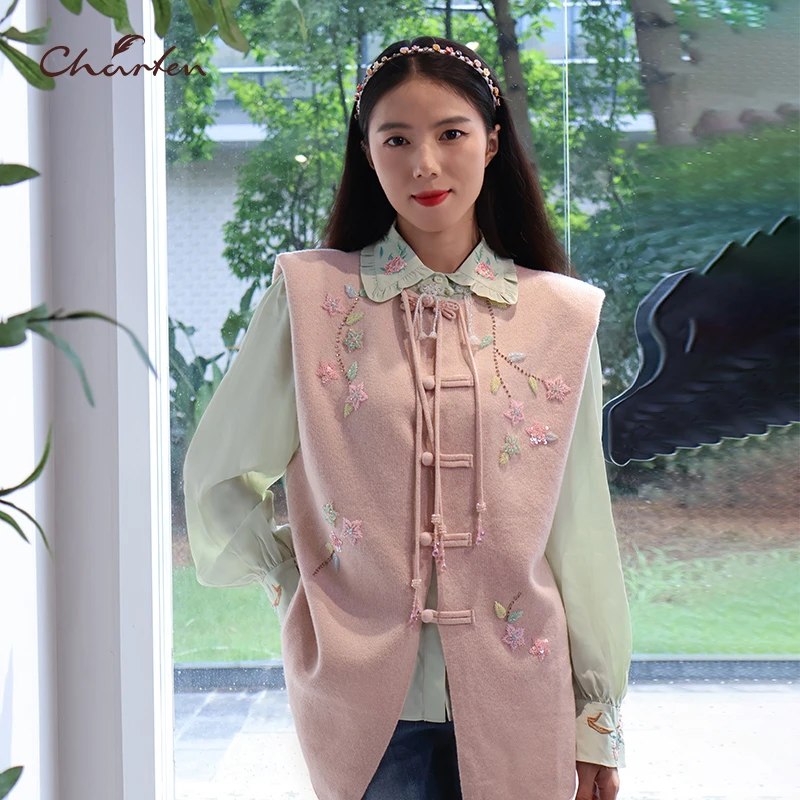 CHARFEN（内搭衬衣）朝峰复古刺绣绣花衬衣CFE3G097-0111T