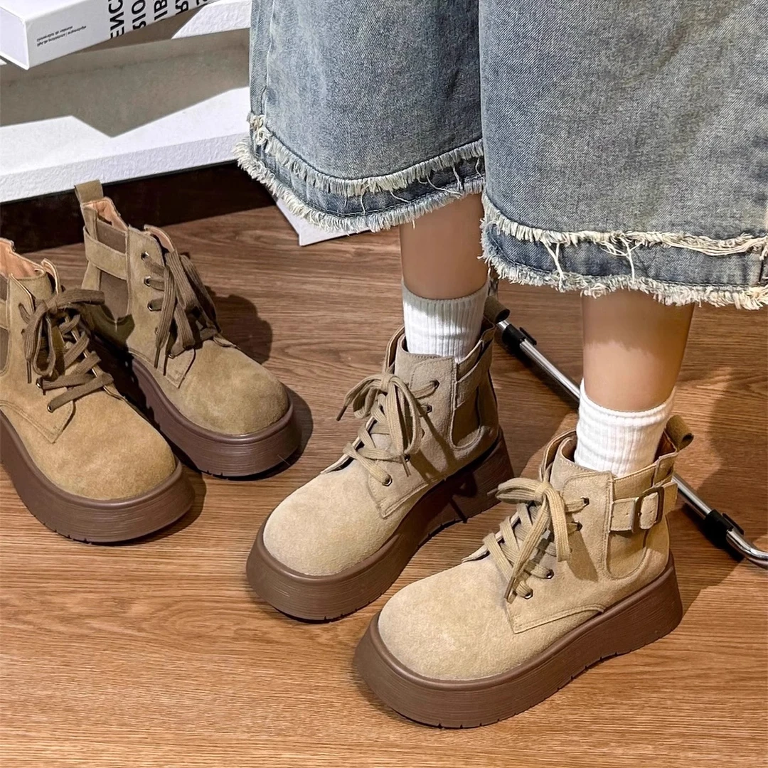 回力2025新款小个子增高筒马丁靴女爆款百搭2025秋季新款机车靴子