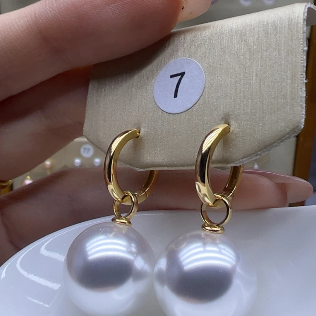 淡水珍珠银S925镶嵌耳饰