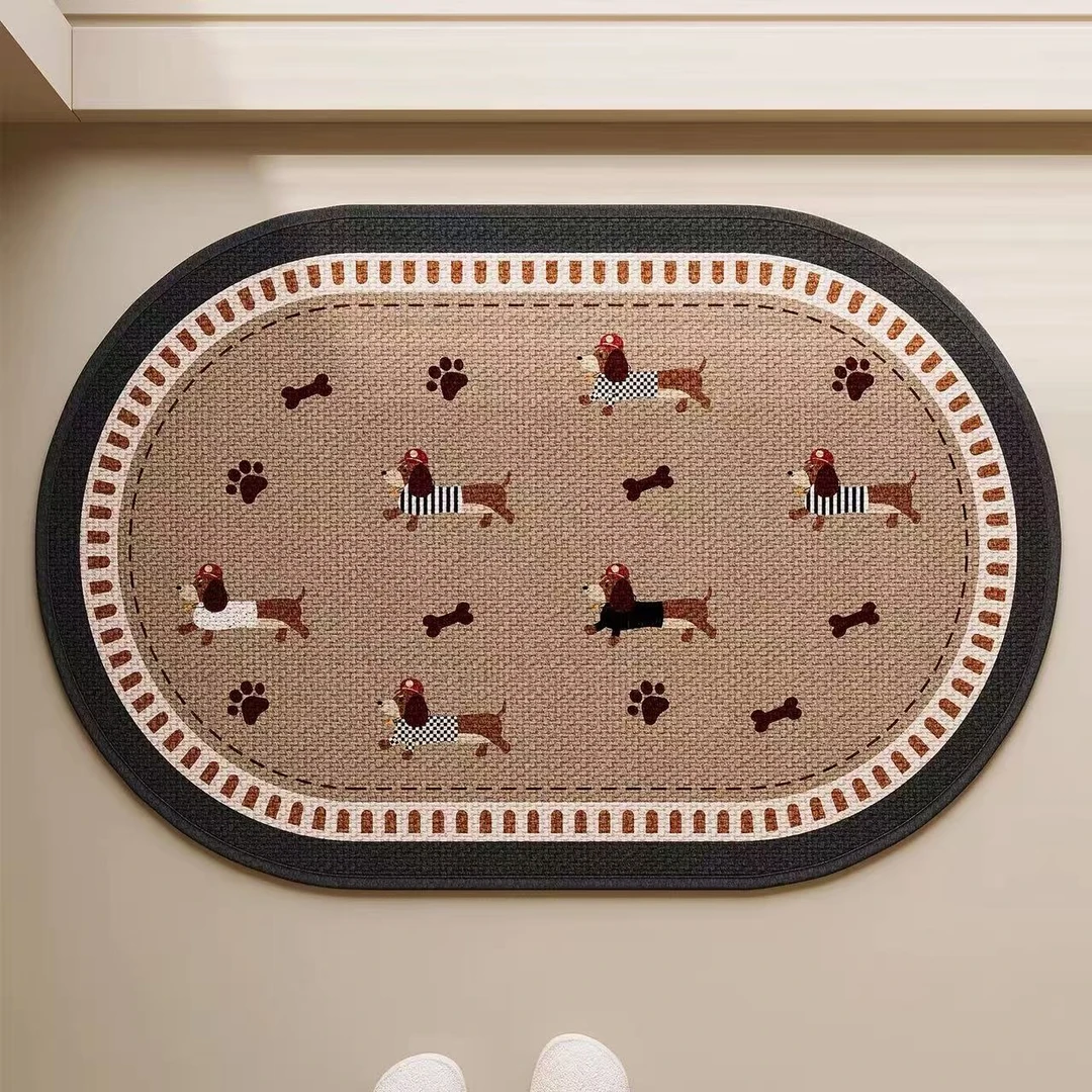 印象【黑边小狗】亚麻抗污吸水防滑浴室卫生间门口厕所防滑地垫