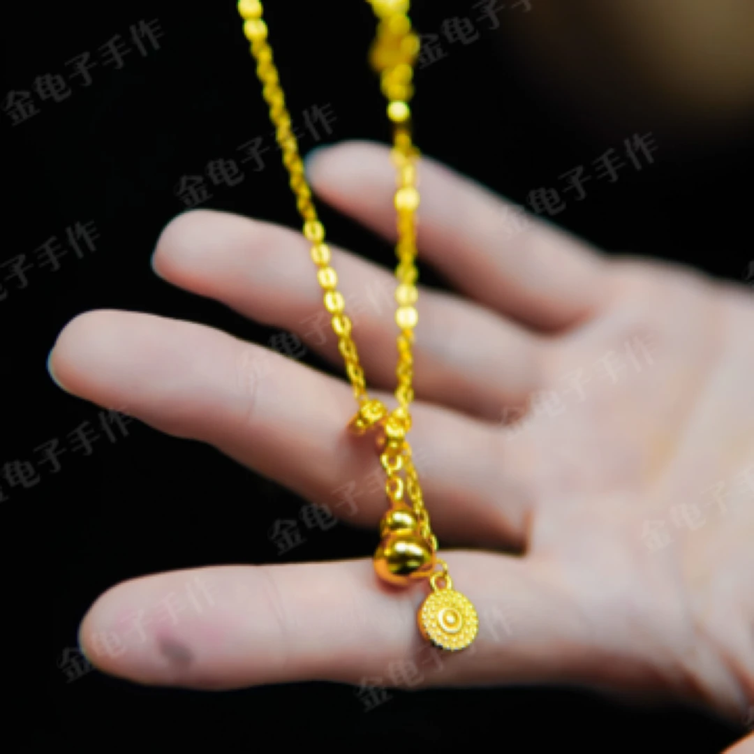 铜合金合成锆石吊坠 新中式福禄双全葫芦吊坠 项链